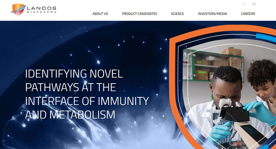 Landos Biopharma homepage screenshot